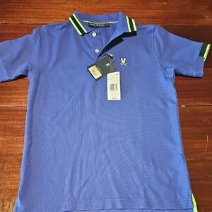 Psycho Bunny Blue Polo with Green Trim
